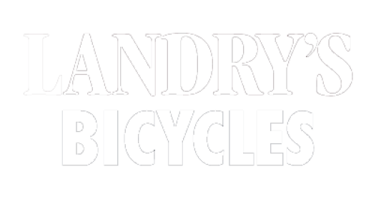 Graphic of the logo for "Landry's Bicycles" which is just text of their name.